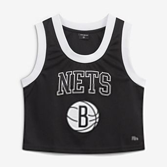 Women's Hype and Vice Black Brooklyn Nets Cropped Basketball Scoop Neck Tank Top
