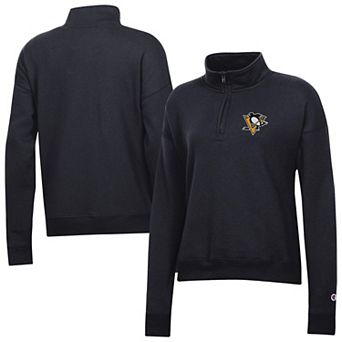 Women's Champion Black Pittsburgh Penguins Powerblend Quarter-Zip Sweatshirt