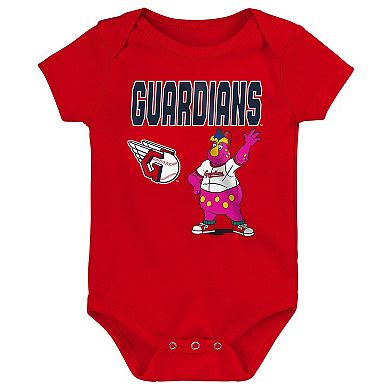 Infant Outerstuff Cleveland Guardians Home Plate 3-Piece Creeper Set