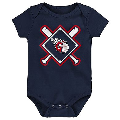 Infant Outerstuff Cleveland Guardians Home Plate 3-Piece Creeper Set