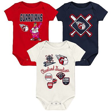 Infant Outerstuff Cleveland Guardians Home Plate 3-Piece Creeper Set