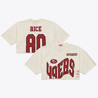 Women's Mitchell & Ness Jerry Rice Cream San Francisco 49ers Retired Player Cropped Fashion Jersey