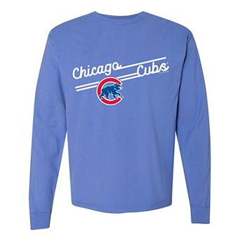 Women's Soft as a Grape Light Blue Chicago Cubs Pigment Dye Long Sleeve T-Shirt