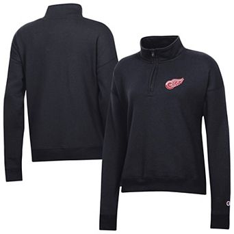 Women's Champion Black Detroit Red Wings Powerblend Quarter-Zip Sweatshirt
