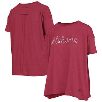 Women's Pressbox Heather Crimson Oklahoma Sooners Swirl Script Twisted Team Color Stitched Oversized T-Shirt