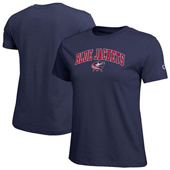 Women's Champion Navy Columbus Blue Jackets Arch Mascot Logo T-Shirt
