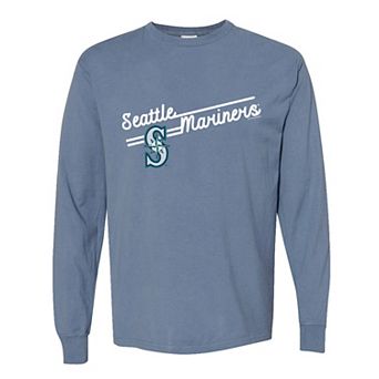 Women's Soft as a Grape Blue Seattle Mariners Pigment Dye Long Sleeve T-Shirt