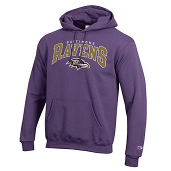 Men's Champion Purple Baltimore Ravens Powerblend Arch over Logo Hoodie