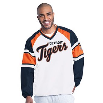 Men's G-III Sports by Carl Banks White/Navy Detroit Tigers Infield Play Raglan V-Neck Pullover