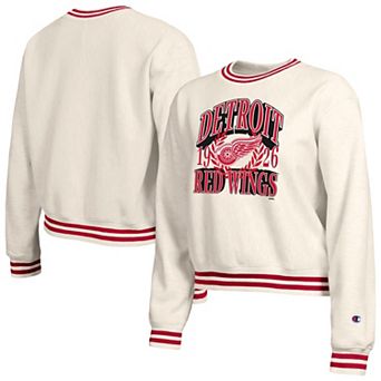 Women's Champion Cream Detroit Red Wings Bold Laurels Reverse Weave Yarn Crewneck Sweatshirt
