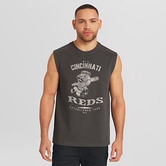 Men's Darius Rucker Collection by Fanatics Charcoal Cincinnati Reds Muscle Tank Top