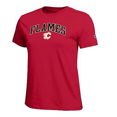 Women's Champion Red Calgary Flames Arch Mascot Logo T-Shirt