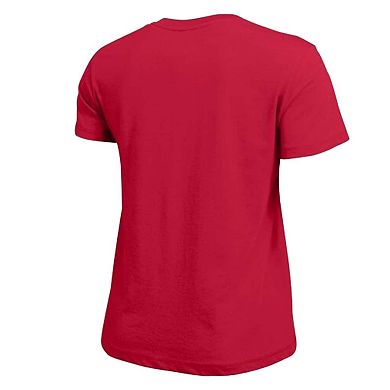 Women's Champion Red Calgary Flames Arch Mascot Logo T-Shirt