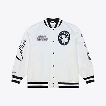 Men's Mitchell & Ness White Boston Celtics Arctic Lightweight Full-Snap Satin Jacket