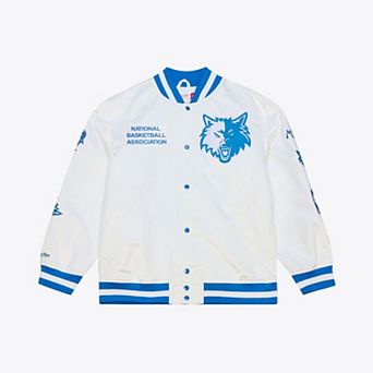 Men's Mitchell & Ness White Minnesota Timberwolves Arctic Lightweight Full-Snap Satin Jacket
