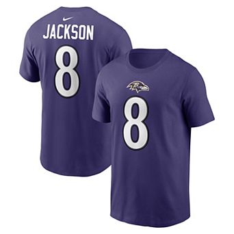 Men's Nike Lamar Jackson Purple Baltimore Ravens Name & Number T-Shirt