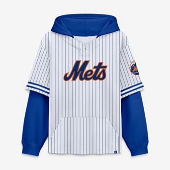 Men's Fanatics White/Royal New York Mets Relaxed Fit Layered Pinstripe Hoodie