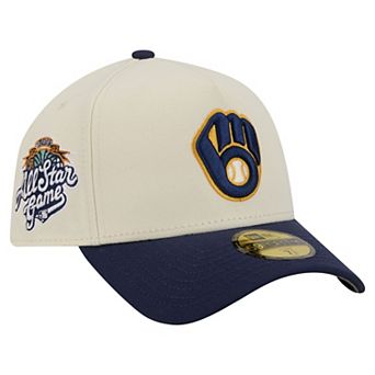 Men's New Era Cream Milwaukee Brewers Chrome A-Frame 59FORTY Fitted Hat
