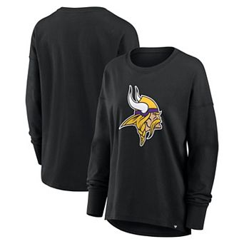 Women's Fanatics Black Minnesota Vikings Relaxed Hip Essential Long Sleeve T-Shirt