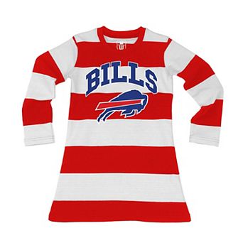 Girls Toddler Wes & Willy Red/White Buffalo Bills Long Sleeve Rugby Tri-Blend Dress