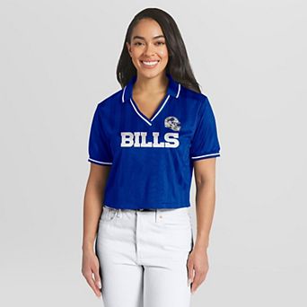Women's WEAR by Erin Andrews Royal Buffalo Bills Cropped Jersey Polo
