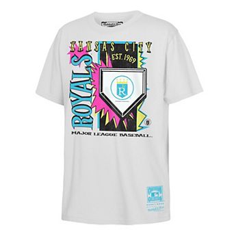 Youth Mitchell & Ness White Kansas City Royals Cooperstown Neon Field Shock T-Shirt