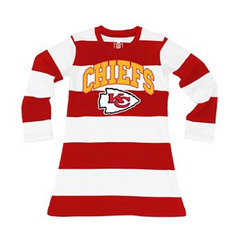 Girls Toddler Wes & Willy Red/White Kansas City Chiefs Long Sleeve Rugby Tri-Blend Dress