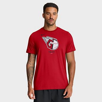 Men's Nike Red Cleveland Guardians Tri-Blend Logo T-Shirt