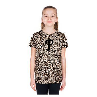 Girls Youth New Era Brown Philadelphia Phillies Leopard T-Shirt
