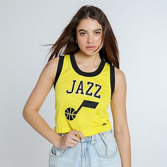 Women's Hype and Vice Gold Utah Jazz Cropped Basketball Scoop Neck Tank Top
