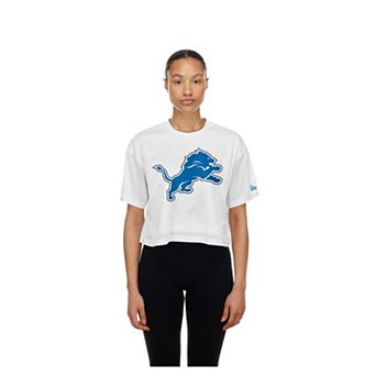 Women's New Era White Detroit Lions Summer Mesh Cropped Boxy T-Shirt