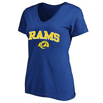 Women's Fanatics Royal Los Angeles Rams Plus Size Arch Over Logo V-Neck T-Shirt