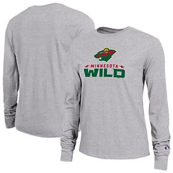 Women's Champion Gray Minnesota Wild Wordmark Lockup Long Sleeve T-Shirt