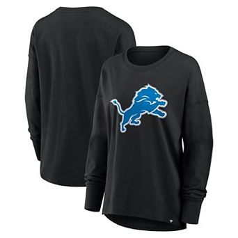 Women's Fanatics Black Detroit Lions Relaxed Hip Essential Long Sleeve T-Shirt