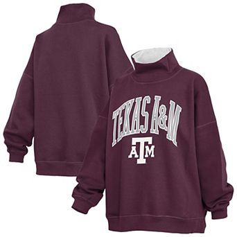 Women's Pressbox Maroon Texas A&M Aggies Oversized Mock Neck Sweatshirt