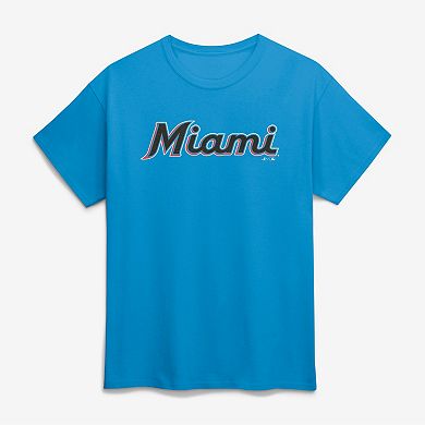 Men's Logo Athletic Teal Miami Marlins Wordmark T-Shirt