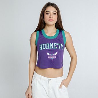 Women's Hype and Vice Purple Charlotte Hornets Cropped Basketball Scoop Neck Tank Top