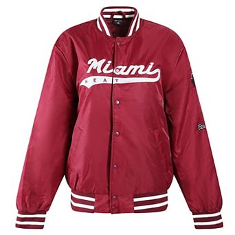 Women's Hype and Vice Maroon Miami Heat Full-Snap Varsity Jacket