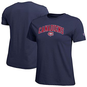 Women's Champion Navy Montreal Canadiens Arch Mascot Logo T-Shirt