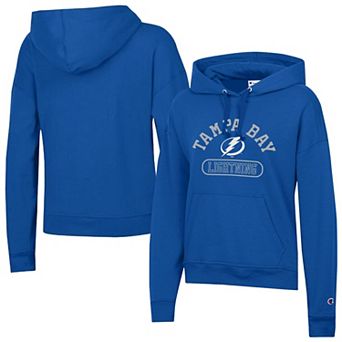 Women's Champion Royal Tampa Bay Lightning Arched Pill Box Hoodie