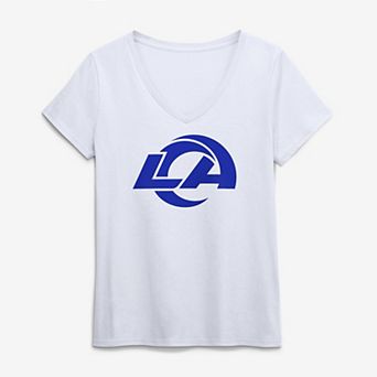 Women's Logo Athletic White Los Angeles Rams V-Neck T-Shirt