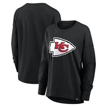 Women's Fanatics Black Kansas City Chiefs Relaxed Hip Essential Long Sleeve T-Shirt