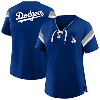 Women's Profile Gray Los Angeles Dodgers Lace-Up T-Shirt