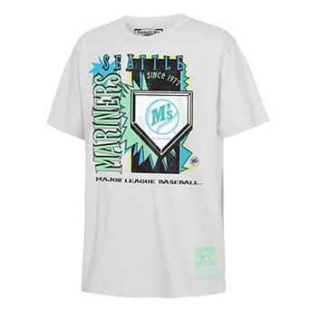 Youth Mitchell & Ness White Seattle Mariners Cooperstown Neon Field Shock T-Shirt