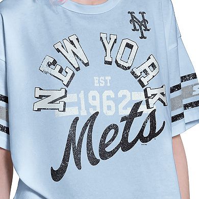 Women's Starter Light Blue New York Mets Cropped Hurry Up Offense T-Shirt