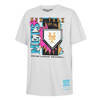 Youth Mitchell & Ness White New York Mets Cooperstown Neon Field Shock T-Shirt