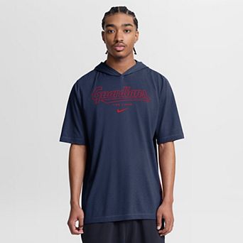 Men's Nike Navy Cleveland Guardians Arched Wordmark Tri-Blend Hooded T-Shirt