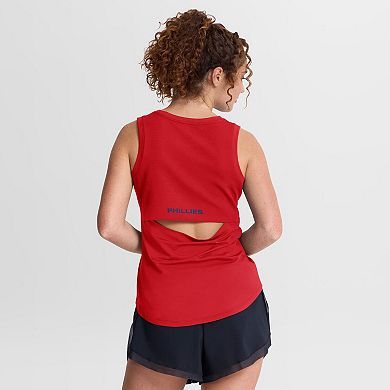 Women's Fanatics Red Philadelphia Phillies Draped Mesh Back Performance Tank Top