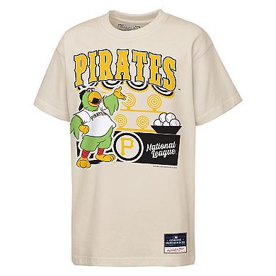 Youth Mitchell & Ness Cream Pittsburgh Pirates Step Back Up Mascot T-Shirt