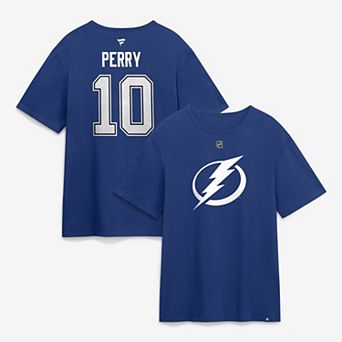 Men's Fanatics Corey Perry Blue Tampa Bay Lightning Authentic Stack Name & Number T-Shirt